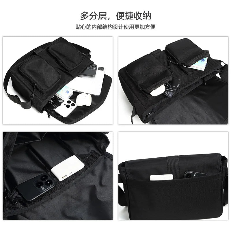 Nylon Fabric Waterproof Crossbody Bag Men S Magnetic Buckle Single-Shoulder Bag Large-Capacity