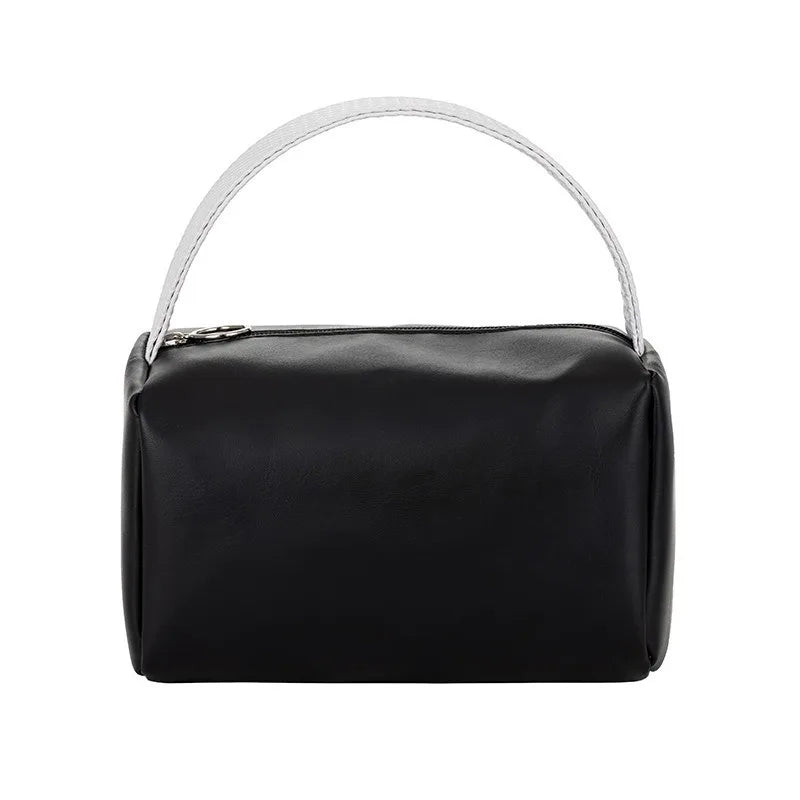 Waterproof PU Leather Makeup Bag – Portable Cosmetic Organizer with Handle