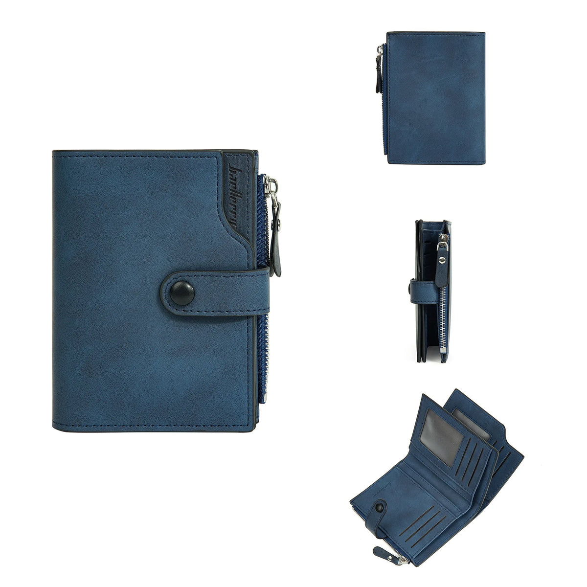 Minimalist Men Short Wallet RFID Secure Tri Fold Zip Coin Purse
