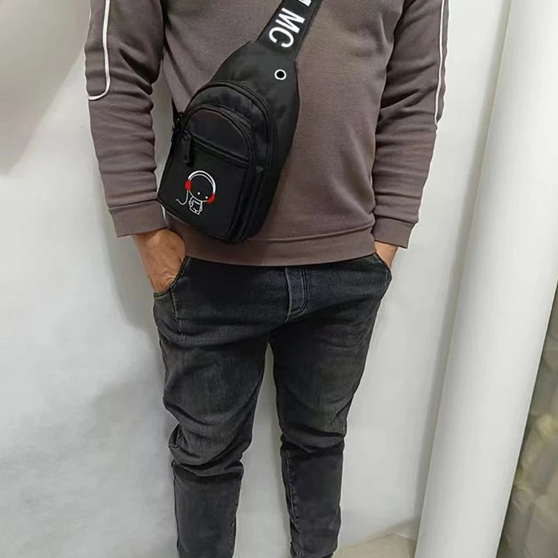 Men S Backpack Double Zippers Shoulder Strap Letter Pattern