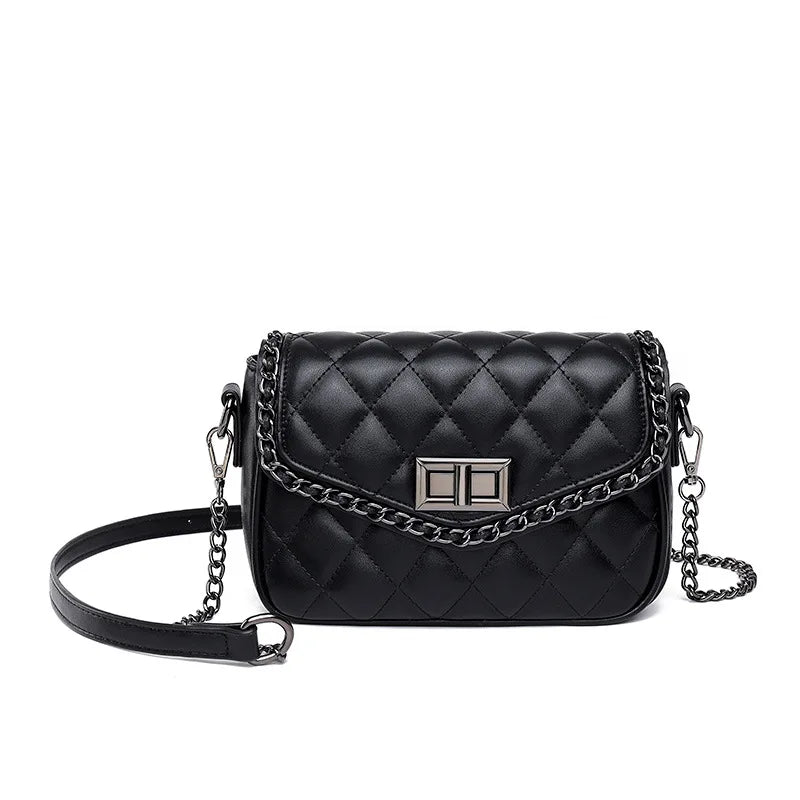 Still leisure rhombus square buckle clamshell large capacity simple chain crossbody bag