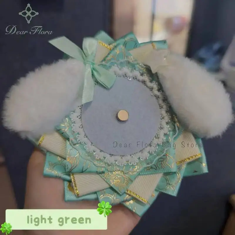 Itabag Badge Holder Rosette with Dog Ear & Bow – Handmade Anime Pin Display