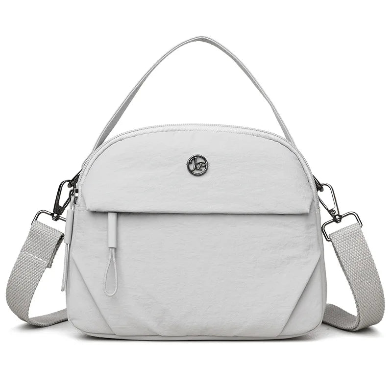 Fashiona Nylon Crossbody Bags Top Handle Bag Adjustable Wide Strap Multi Zipper Pockets Lightweight