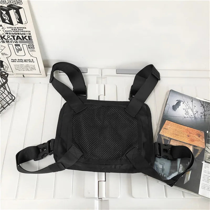 Men S Women Multi-Function Vest Bag Hip Hop Chest Tooling Motorcycle Tactical Street Back