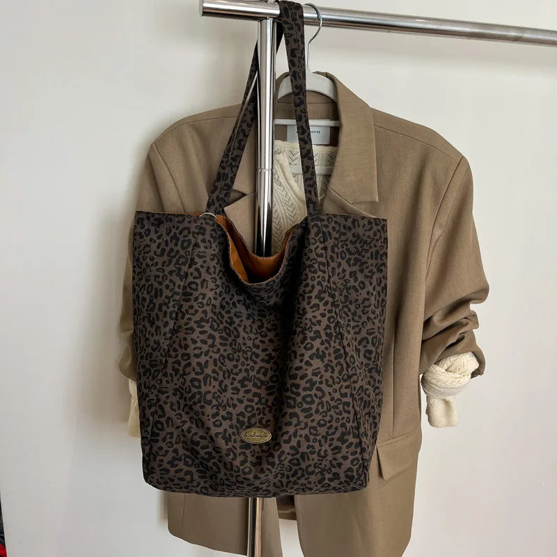 Ladies Large Capaci Casual Commuter Tote Bag Summer Faion Ular Leopard Print Cloth Oulder Purses