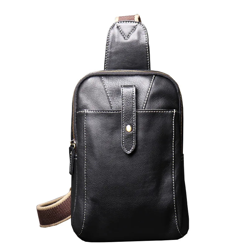 Men S Leather Usb Breast Bag Casual Women Small Single Shoulder Layer Cowhide Crossbody