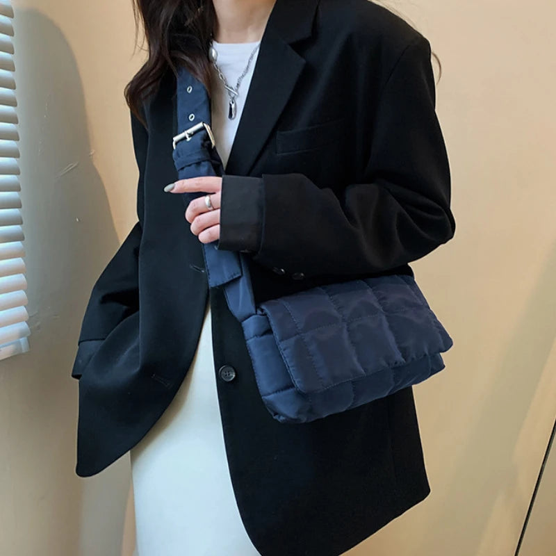 Quilted Cotton Shoulder Bag for Women – Casual Mini Crossbody