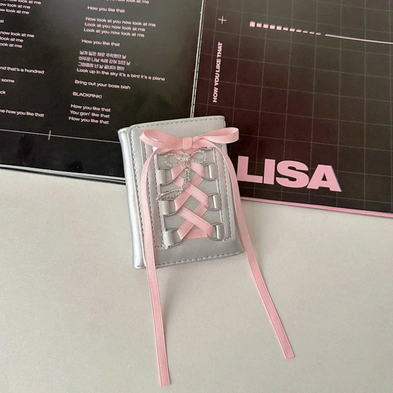 Silver Sweet Wallets Women Y2k Strap-On Designer Original Short Coin Purse Korean Style Casual Cute