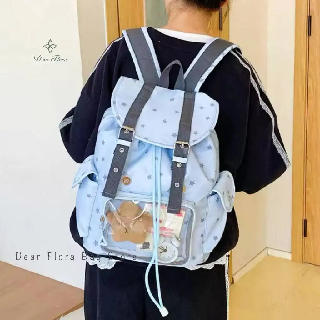 Skyblue Transparent Ita Backpack – Large Capacity DIY Rucksack