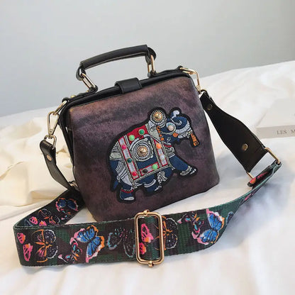 Designer Luxury Brand Handbags Crossbody Bags Elephant Embroidered Women Leather Handbag Messenger