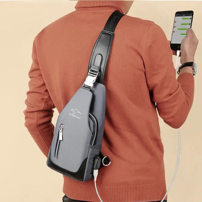 Men S Messenger Bag Shoulder Oxford Cloth Chest Bags Crossbody Casual Man Usb Charging Multifunction