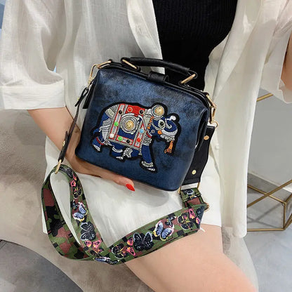 Designer Luxury Brand Handbags Crossbody Bags Elephant Embroidered Women Leather Handbag Messenger