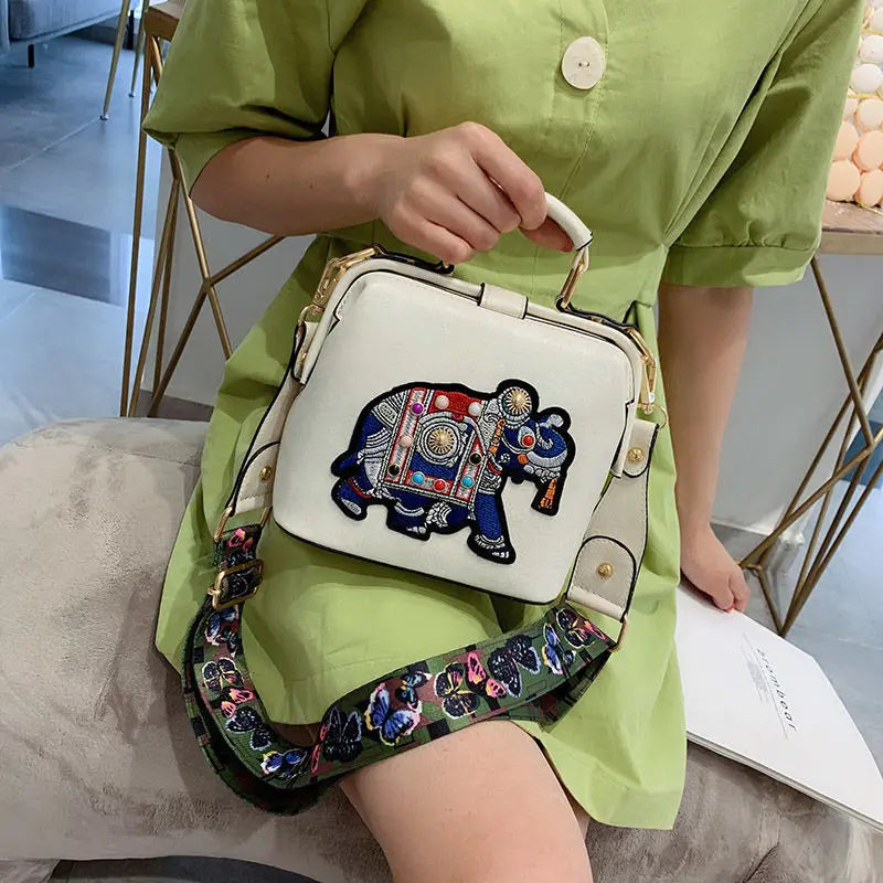 Designer Luxury Brand Handbags Crossbody Bags Elephant Embroidered Women Leather Handbag Messenger