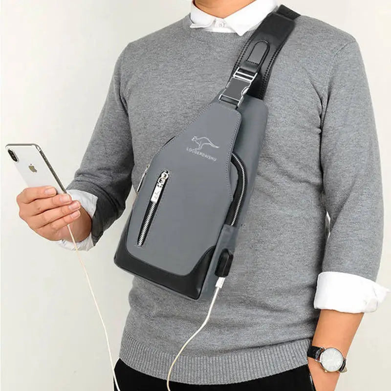 Men S Messenger Bag Shoulder Oxford Cloth Chest Bags Crossbody Casual Man Usb Charging Multifunction