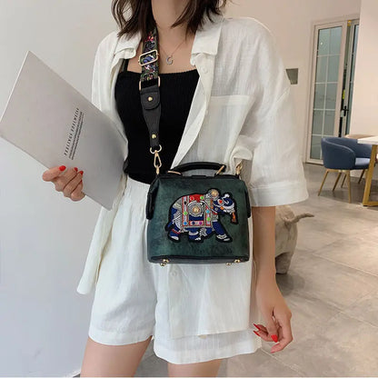 Designer Luxury Brand Handbags Crossbody Bags Elephant Embroidered Women Leather Handbag Messenger