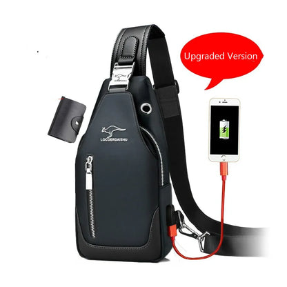 Men S Messenger Bag Shoulder Oxford Cloth Chest Bags Crossbody Casual Man Usb Charging Multifunction