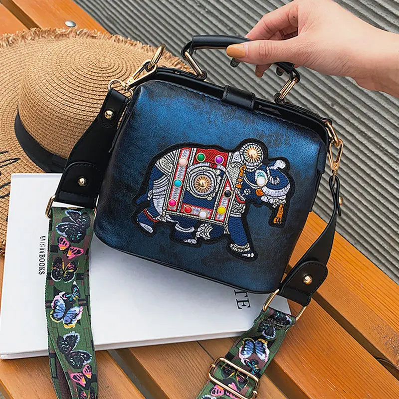 Designer Luxury Brand Handbags Crossbody Bags Elephant Embroidered Women Leather Handbag Messenger