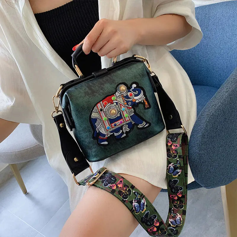 Designer Luxury Brand Handbags Crossbody Bags Elephant Embroidered Women Leather Handbag Messenger