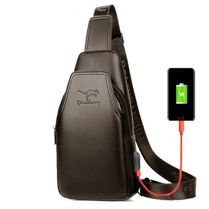 Design Ubs Soft Leather Men Chest Bag Anti Theft Mens Shoulder Bags Casual Sports Travel Messenger