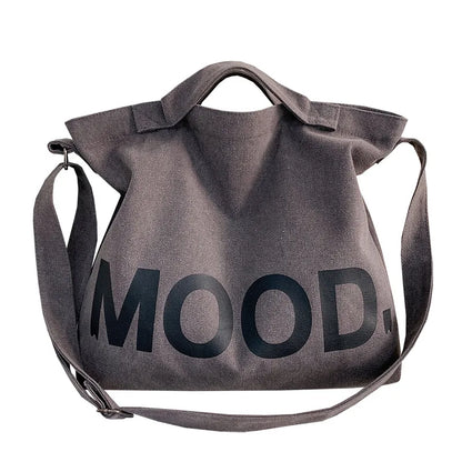 Large Canvas Tote Bag – Women's Shoulder & Crossbody Handbag with Pendant
