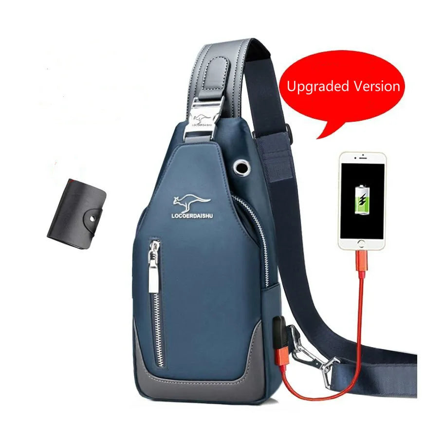 Men S Messenger Bag Shoulder Oxford Cloth Chest Bags Crossbody Casual Man Usb Charging Multifunction