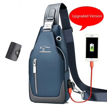 Men S Messenger Bag Shoulder Oxford Cloth Chest Bags Crossbody Casual Man Usb Charging Multifunction