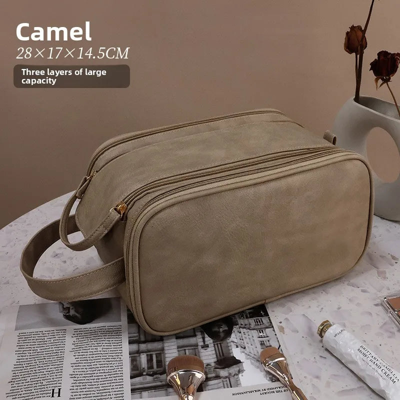 Large Capacity Double Zipper Makeup Bag