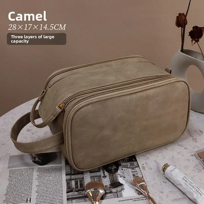Large Capacity Double Zipper Makeup Bag