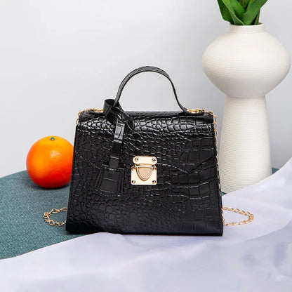 Crocodile Pattern Mini Tote Bag – Chain Crossbody Handbag