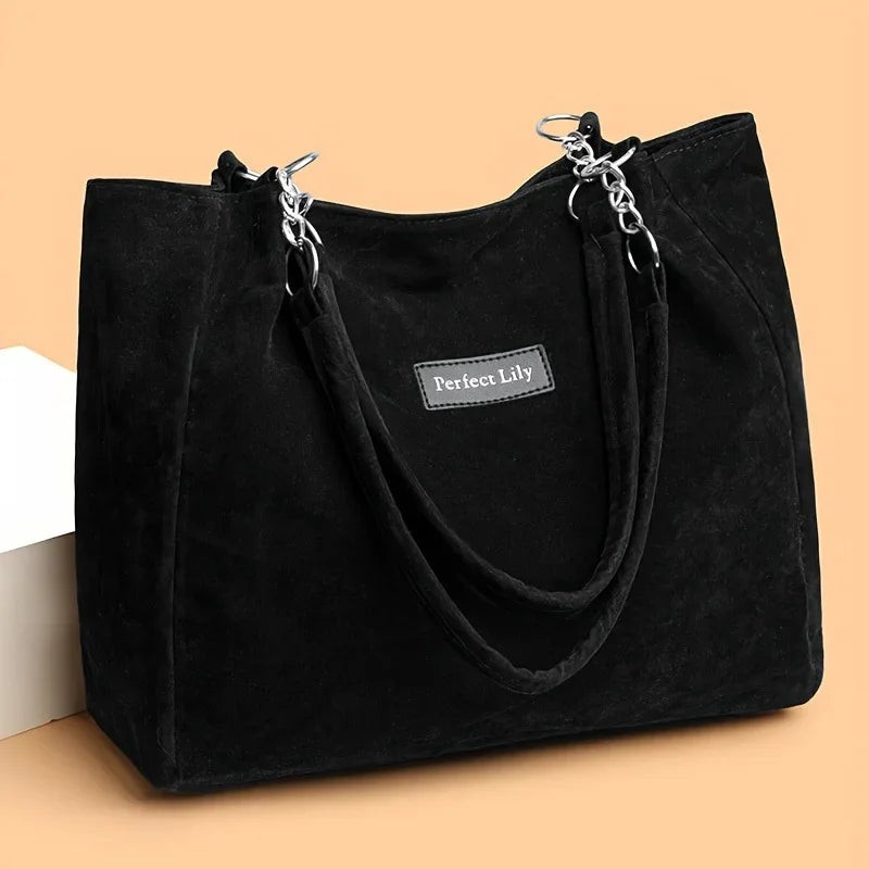 Suede Tote Bag – Large Capacity Vintage Women's Shoulder Handbag