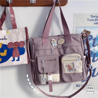 Waterproof Tote Bag for Women – Nylon Canvas Shoulder & Crossbody Handbag