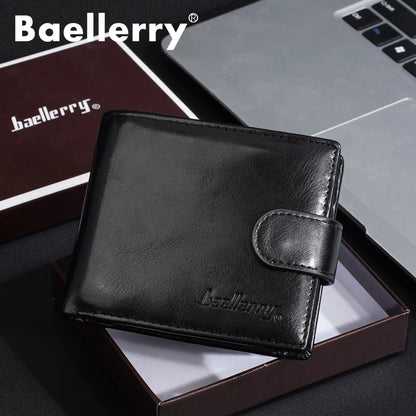 Oil Wax Leather Wallet Men Large-Capacity Cash Short