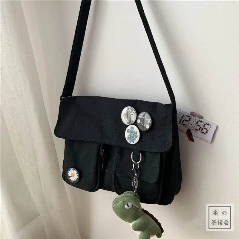 Canvas Crossbody Messenger Bag – Casual Shoulder Bag for Girls