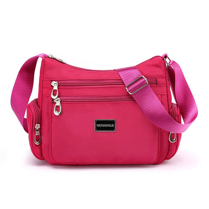 Multi-Pocket Waterproof Nylon Crossbody Bag for Women