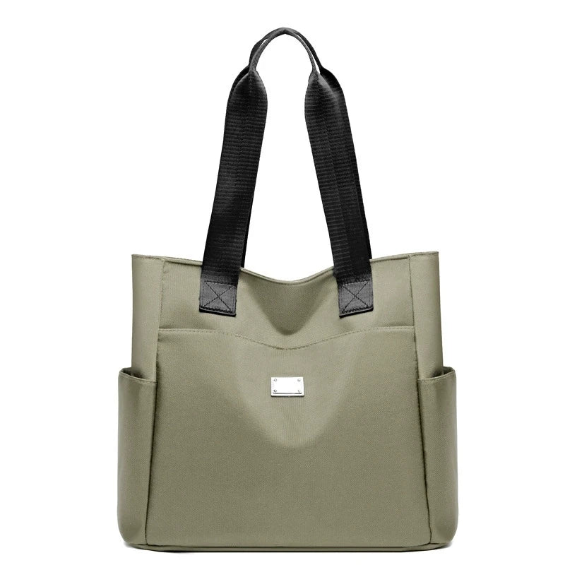 Women's Nylon Tote Bag with Multi-Pocket & Zipper Closure