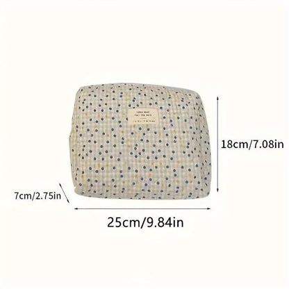 Colorful Aesthetic Makeup Bag – Quilted Zipper Cosmetic Pouch