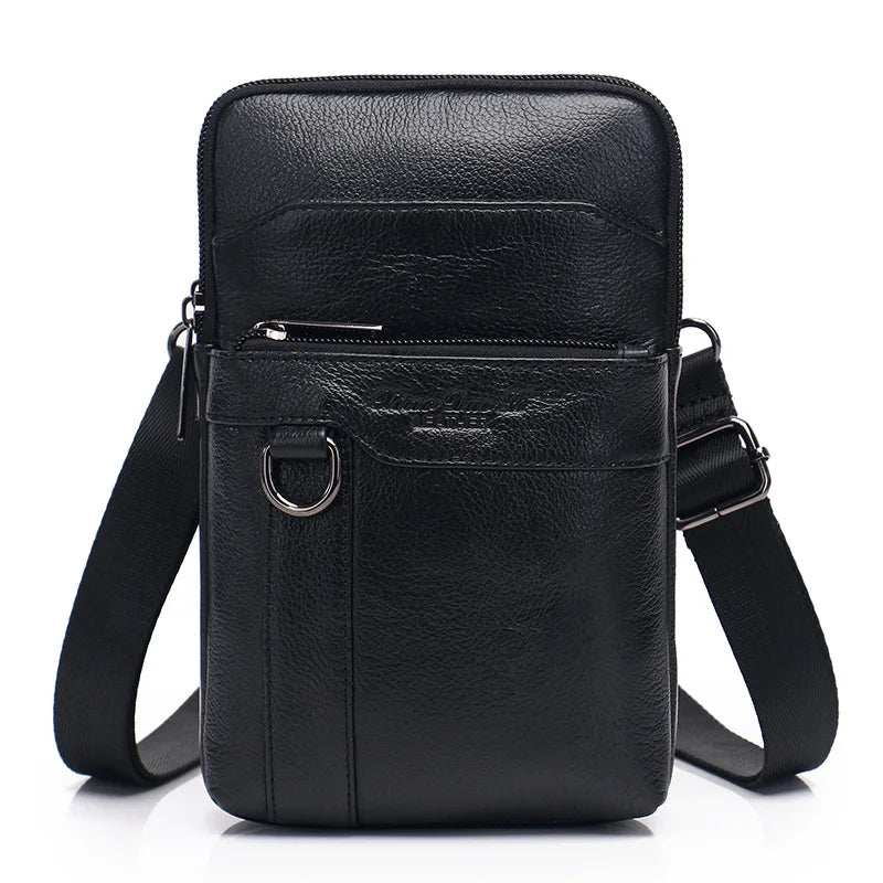 Men S Mobile Phone Waist Bag Leather Multifunctional 7 Cross-Body Shoulder Retro Wear Belt
