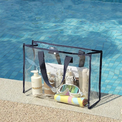 Clear PVC Beach Bag – Large Waterproof Transparent Tote for Swimming & Travel
