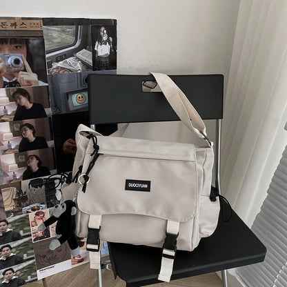 Korean Workwear Style Letter Shoulder Bag Hong Kong Style Retro Versatile Casual Student Plug-In