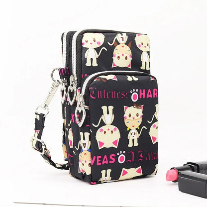 Nylon Shoulder Crossbody Phone Bag Women Sports Running Multi Layer Zipper Pouch Armband Bag