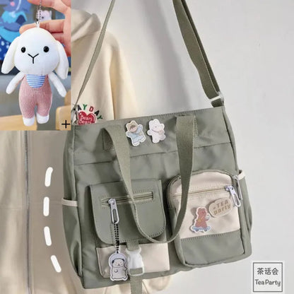Kawaii Canvas Crossbody Bag – Japanese Style Shoulder Bag for Women & Students