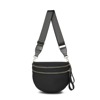 Checkered Saddle Crossbody Bag – Dual Zipper Shoulder & Waist Pack for Women