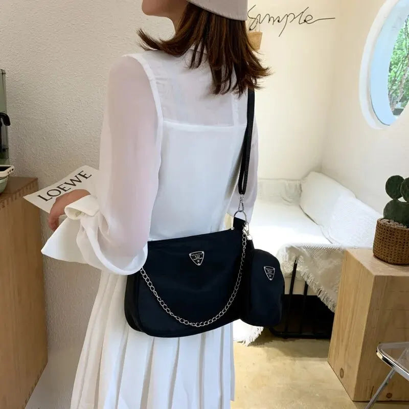 Nylon Crossbody Bag Women Portable Casual Underarm Students Cross Body