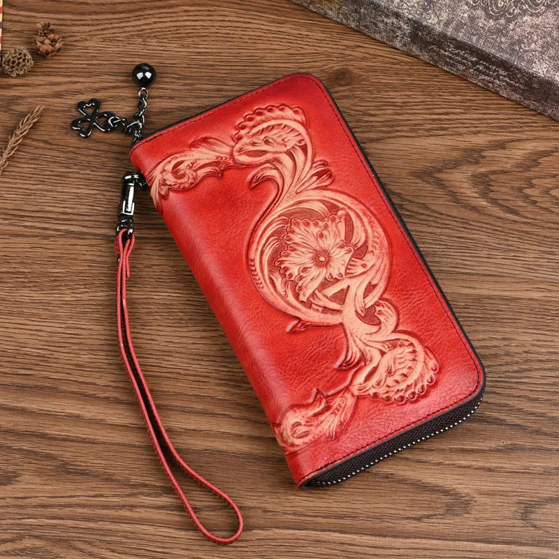 Top Layer Cowhide Ladies Wallet Multi-Functional Zipper