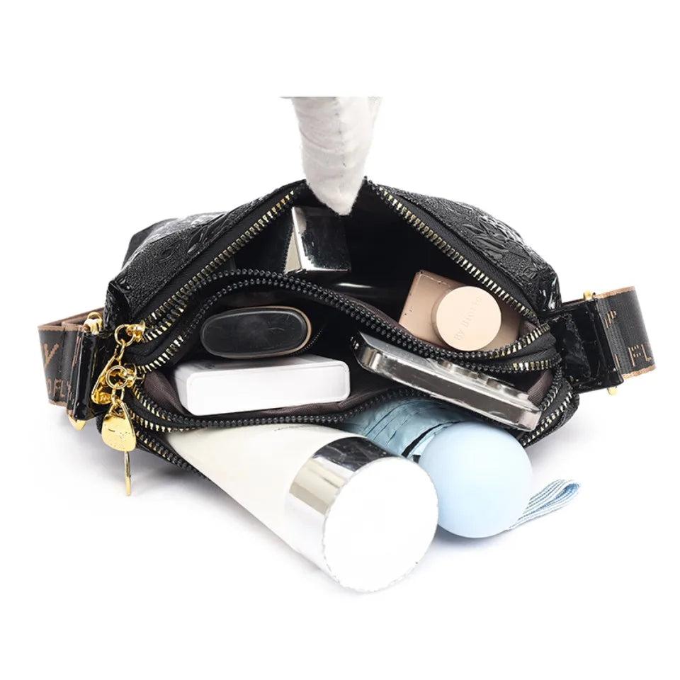 Patent Leather Crossbody Bag – Women's 3-Layer Designer Purse