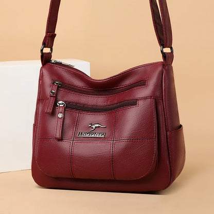 Multi-Pocket Crossbody Bag – Women's PU Leather Shoulder Bag
