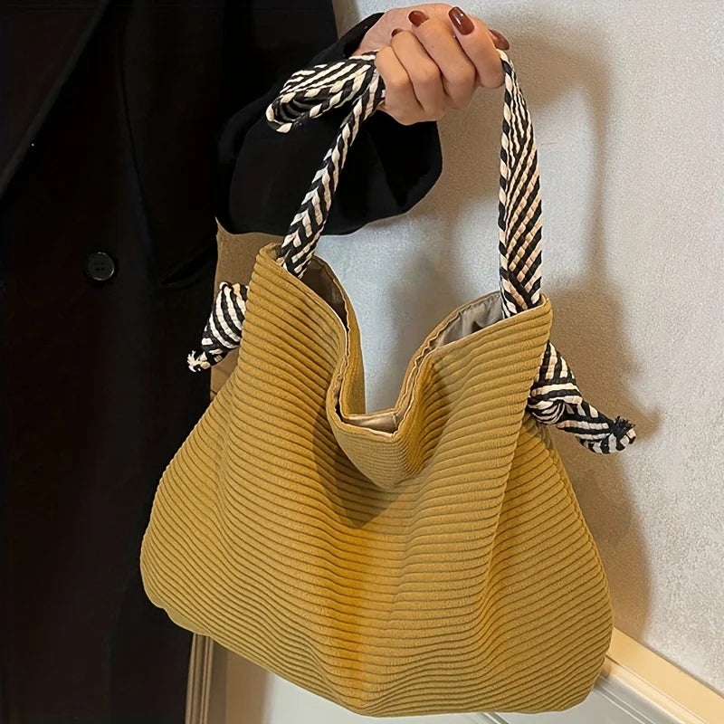 Large Capacity Corduroy Tote Bag – Women's Casual Shoulder Handbag