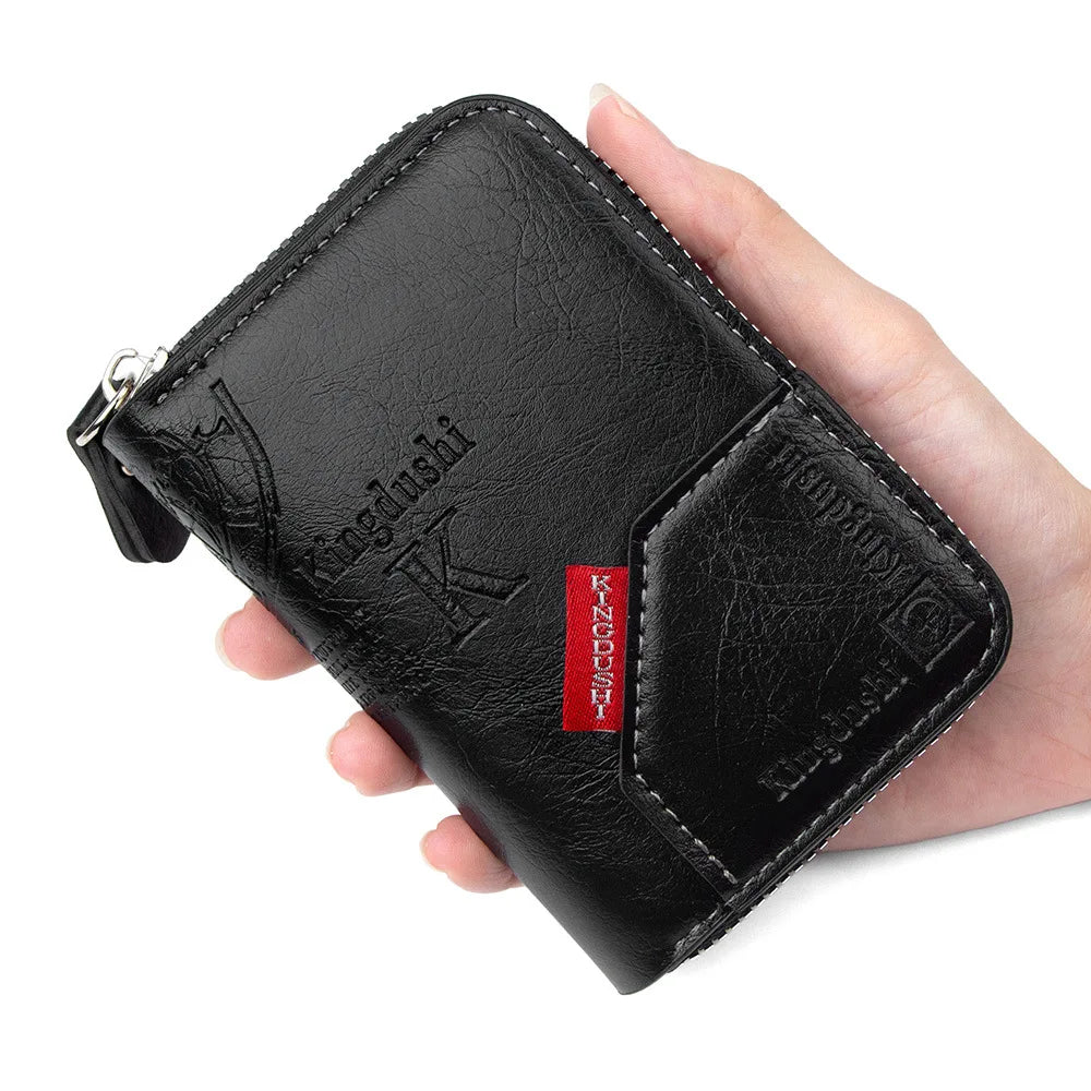 Homefish Vintage Slim Wallet Zipper Rfid Blocking 11 Slot Card Holder Retro Style Gift Men Women