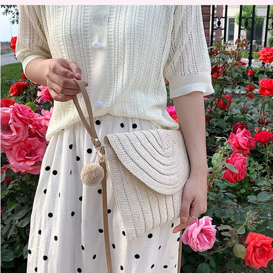 Woven Shoulder Bag - Lightweight Travel Everyday Bag for Women