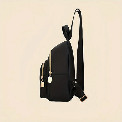 Black Nylon Backpack – Waterproof Lightweight Bag for Women